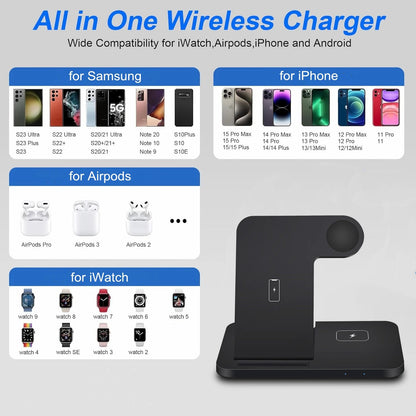 3 in 1 15W Fast Wireless Charging Dock Station for Iphones, Airpods and Apple Watch - Xnest