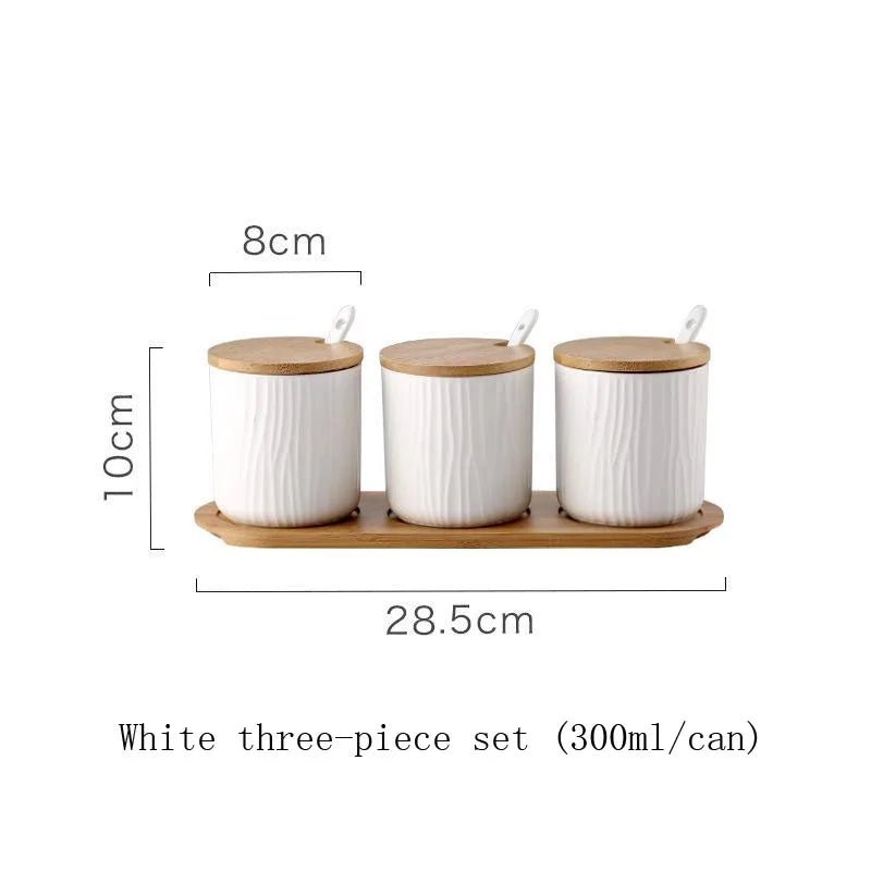 Nordic Ceramic Seasoning Jar with Lid and Spoon - Xnest