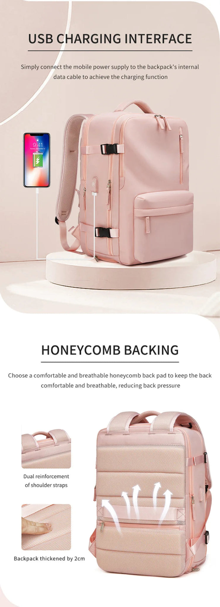 35L Travel Backpack Women Laptop Business Backpacks Multifunctional USB Charging with Shoes Pocket - Xnest