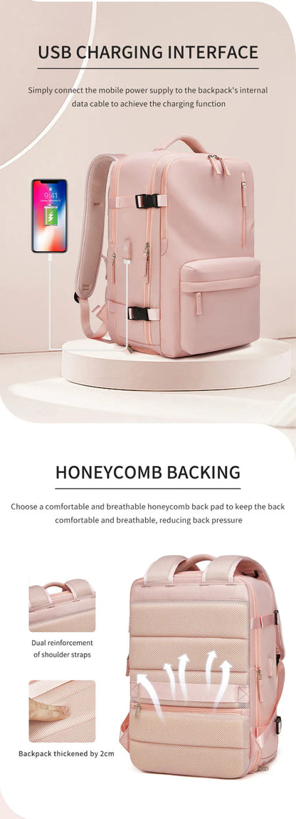 35L Travel Backpack Women Laptop Business Backpacks Multifunctional USB Charging with Shoes Pocket - Xnest