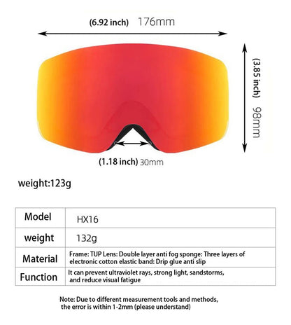 UV400 Big Ski Snowboard Goggles Snow Protection with Double Layer Anti - Fog - Xnest