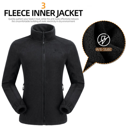 Waterproof Windproof 3 in 1 Hiking Jacket Warm Fleece Hooded Snow Ski Jacket - Xnest