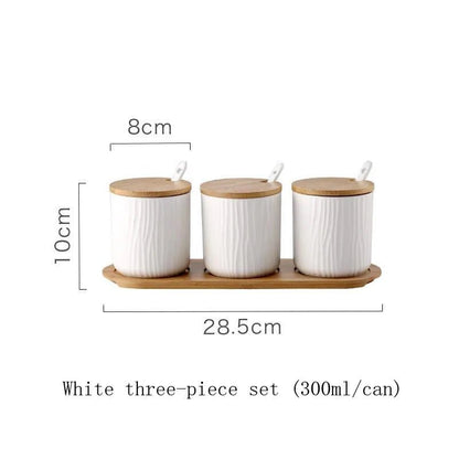 Nordic Ceramic Seasoning Jar with Lid and Spoon - Xnest