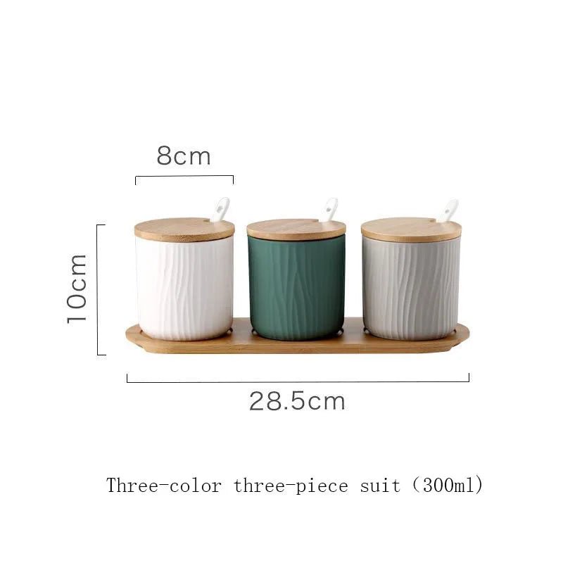 Nordic Ceramic Seasoning Jar with Lid and Spoon - Xnest