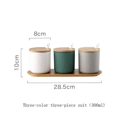 Nordic Ceramic Seasoning Jar with Lid and Spoon - Xnest