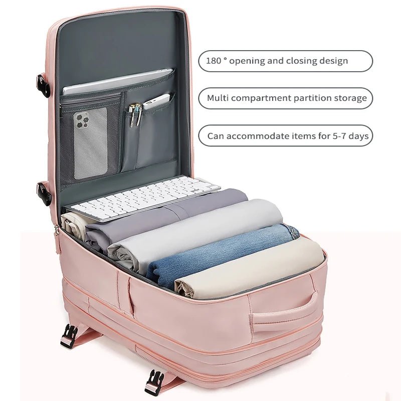 35L Travel Backpack Women Laptop Business Backpacks Multifunctional USB Charging with Shoes Pocket - Xnest