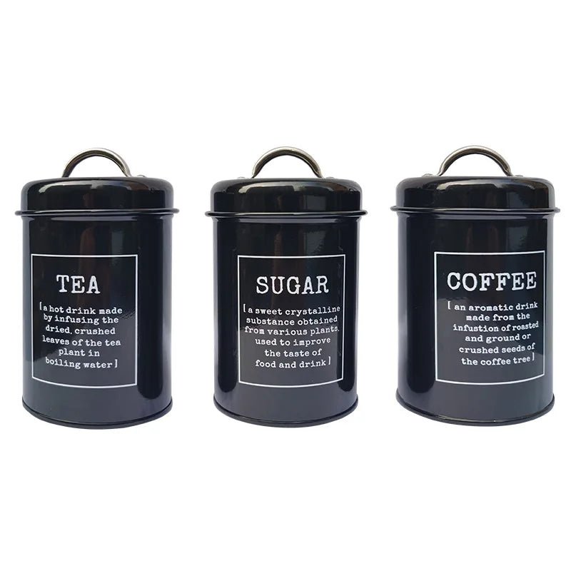 Farmhouse Design Tea Coffee Sugar Metal Container Set - Xnest