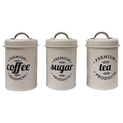 Farmhouse Design Tea Coffee Sugar Metal Container Set - Xnest