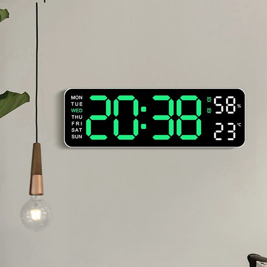Large Digital Wall Clock with Temperature and Humidity Display - Xnest