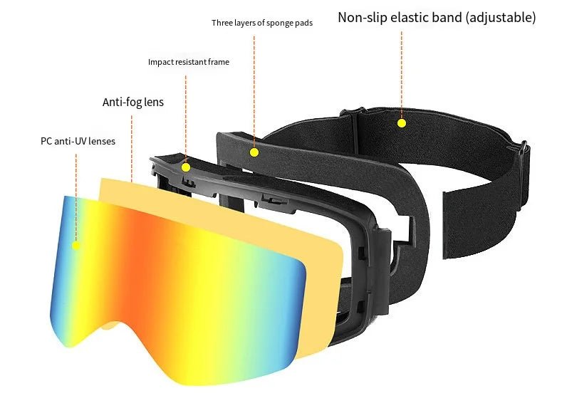 UV400 Big Ski Snowboard Goggles Snow Protection with Double Layer Anti - Fog - Xnest
