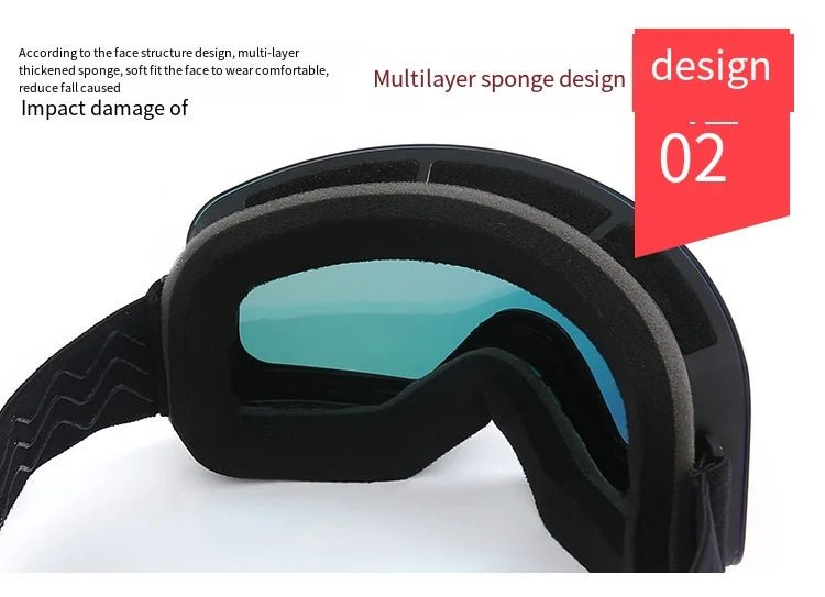 UV400 Big Ski Snowboard Goggles Snow Protection with Double Layer Anti - Fog - Xnest