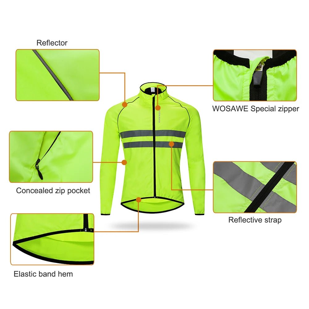 WOSAWE Ultralight Men's Cycling Windbreaker Reflective Jacket - Xnest
