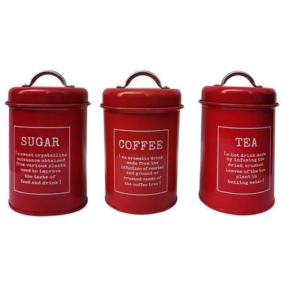 Farmhouse Design Tea Coffee Sugar Metal Container Set - Xnest