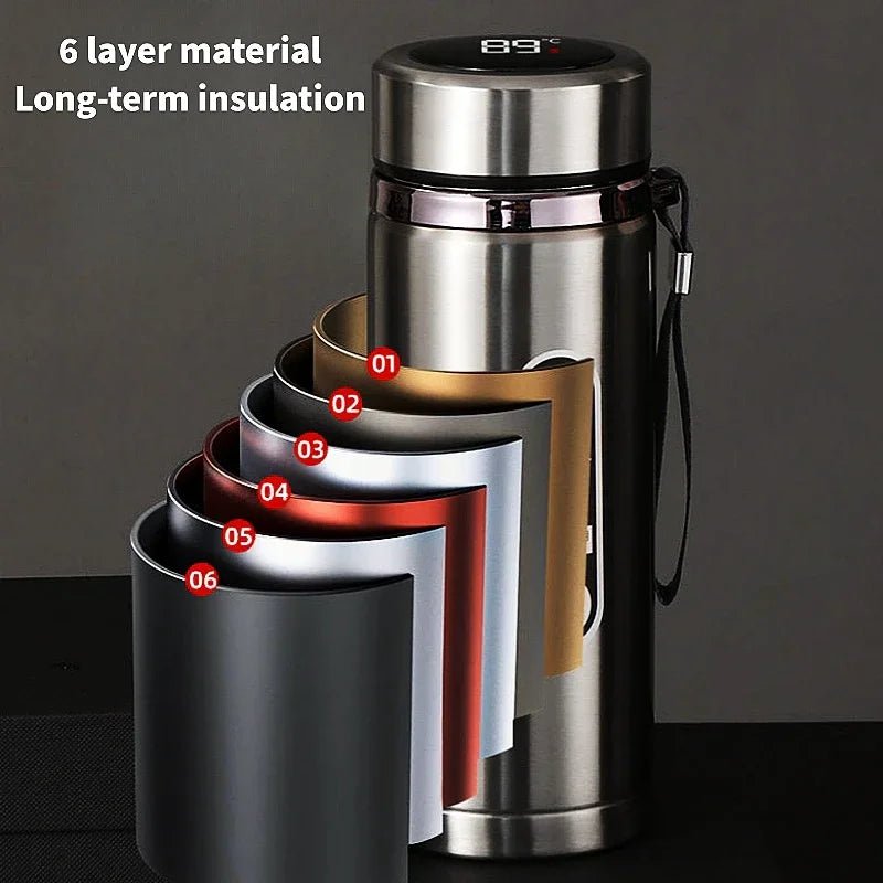 500ML - 1Liter Stainless Steel Thermos Bottle with LED Temperature Display - Xnest
