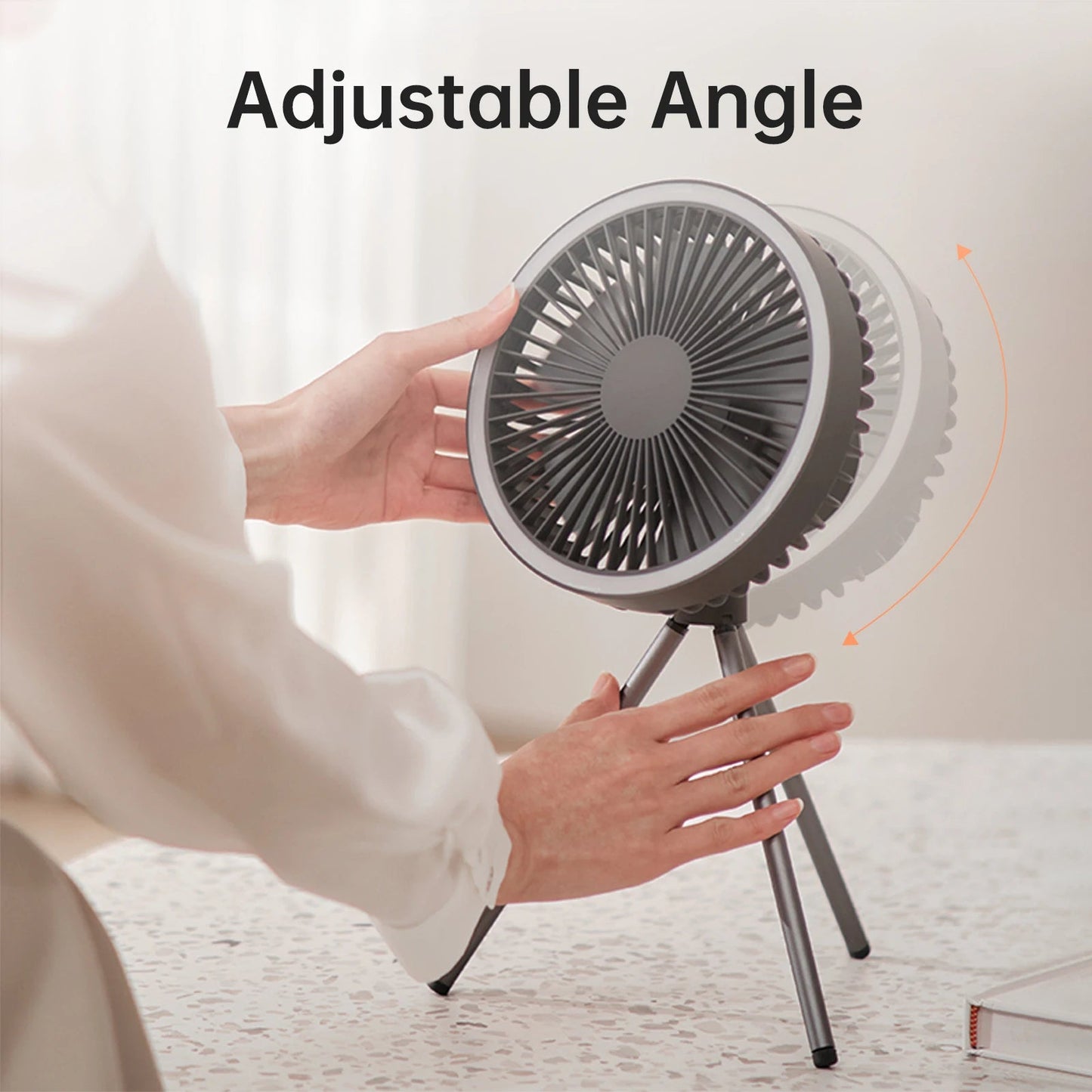 10000mAh Rechargeable Portable Camping Fan with LED Lighting - Xnest