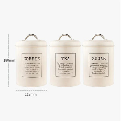 Farmhouse Design Tea Coffee Sugar Metal Container Set - Xnest