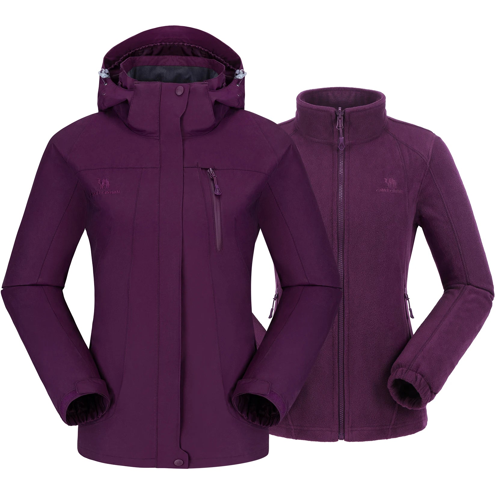Waterproof Windproof 3 in 1 Hiking Jacket Warm Fleece Hooded Snow Ski Jacket - Xnest