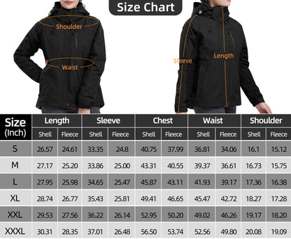 Waterproof Windproof 3 in 1 Hiking Jacket Warm Fleece Hooded Snow Ski Jacket - Xnest