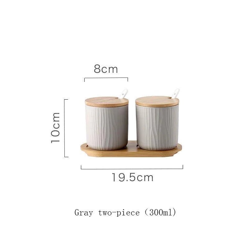 Nordic Ceramic Seasoning Jar with Lid and Spoon - Xnest