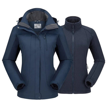Waterproof Windproof 3 in 1 Hiking Jacket Warm Fleece Hooded Snow Ski Jacket - Xnest