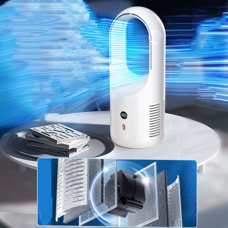 USB Rechargeable Electric Bladeless Fan with Led Display and 360° Circulation - Xnest