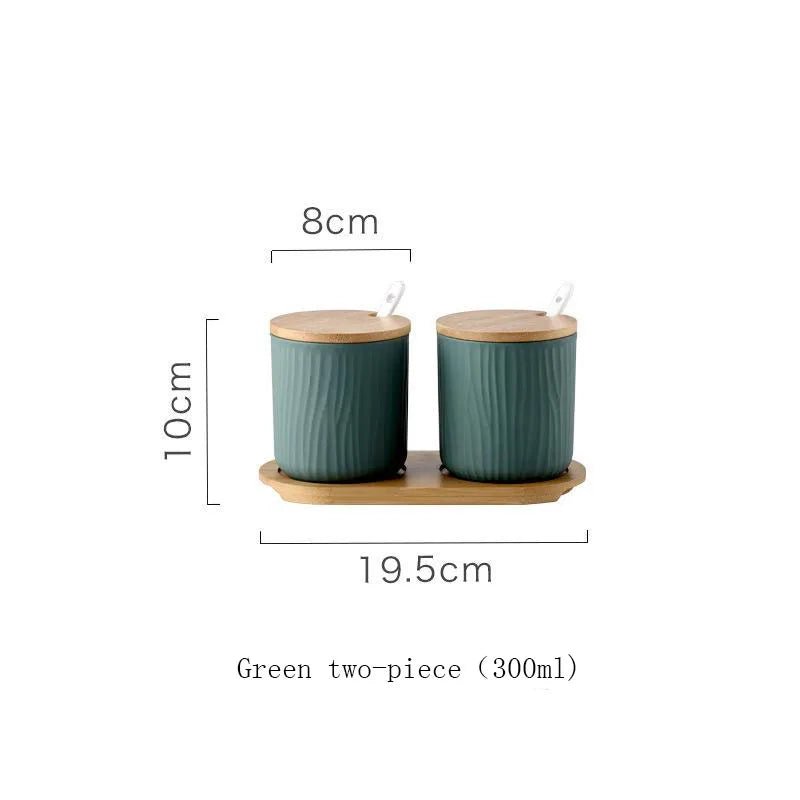 Nordic Ceramic Seasoning Jar with Lid and Spoon - Xnest