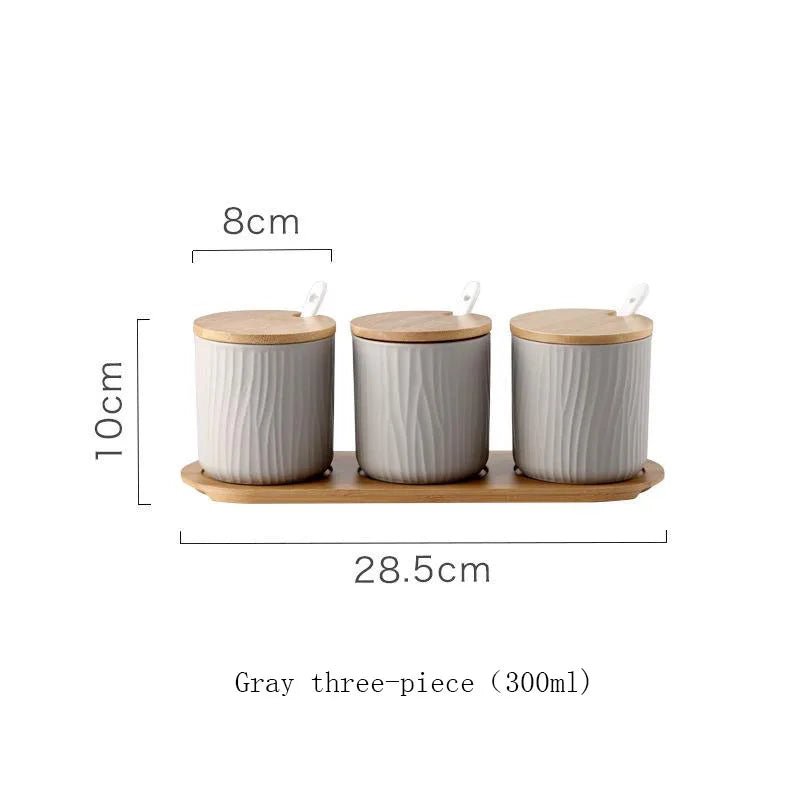 Nordic Ceramic Seasoning Jar with Lid and Spoon - Xnest