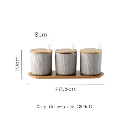Nordic Ceramic Seasoning Jar with Lid and Spoon - Xnest