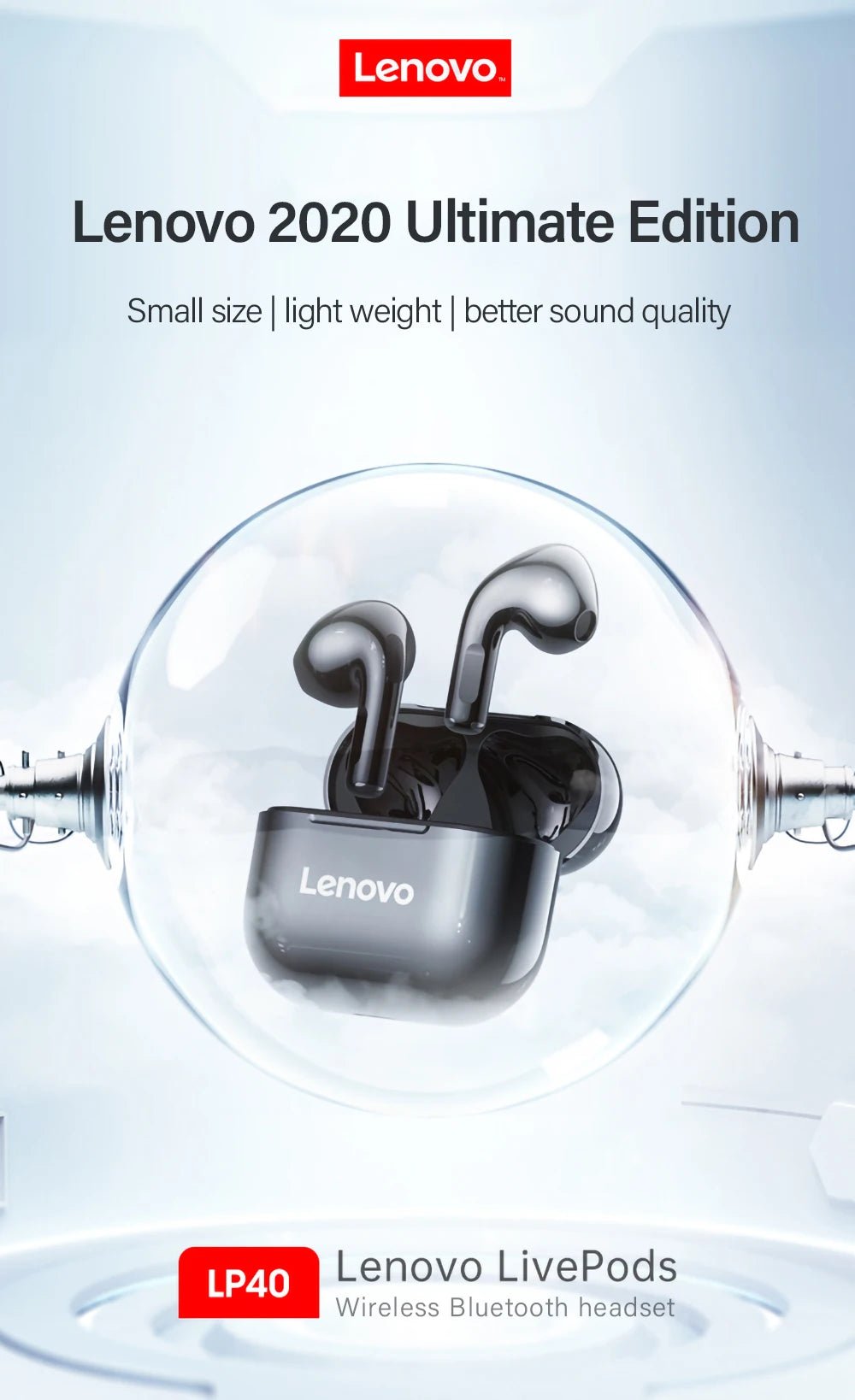 New Lenovo LP40 Wireless Bluetooth Earphones - Xnest