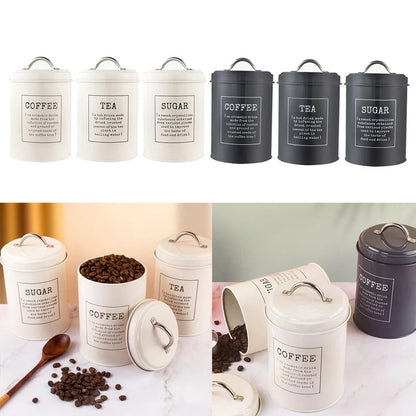 Farmhouse Design Tea Coffee Sugar Metal Container Set - Xnest