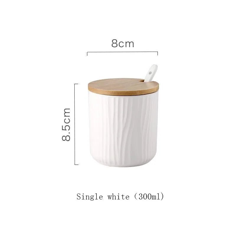 Nordic Ceramic Seasoning Jar with Lid and Spoon - Xnest