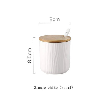 Nordic Ceramic Seasoning Jar with Lid and Spoon - Xnest