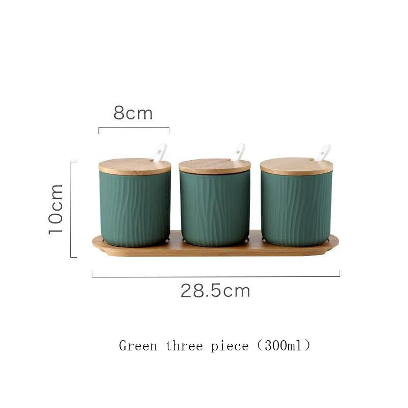 Nordic Ceramic Seasoning Jar with Lid and Spoon - Xnest