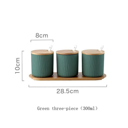 Nordic Ceramic Seasoning Jar with Lid and Spoon - Xnest