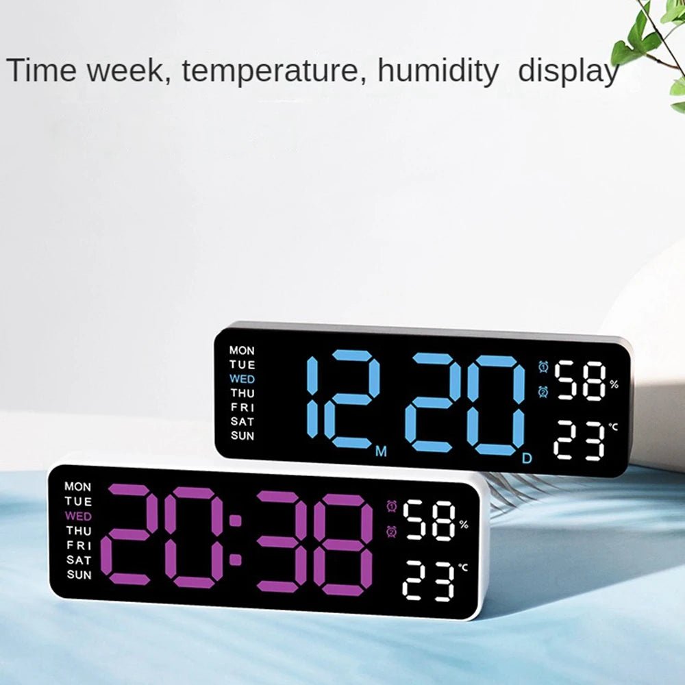 Large Digital Wall Clock with Temperature and Humidity Display - Xnest