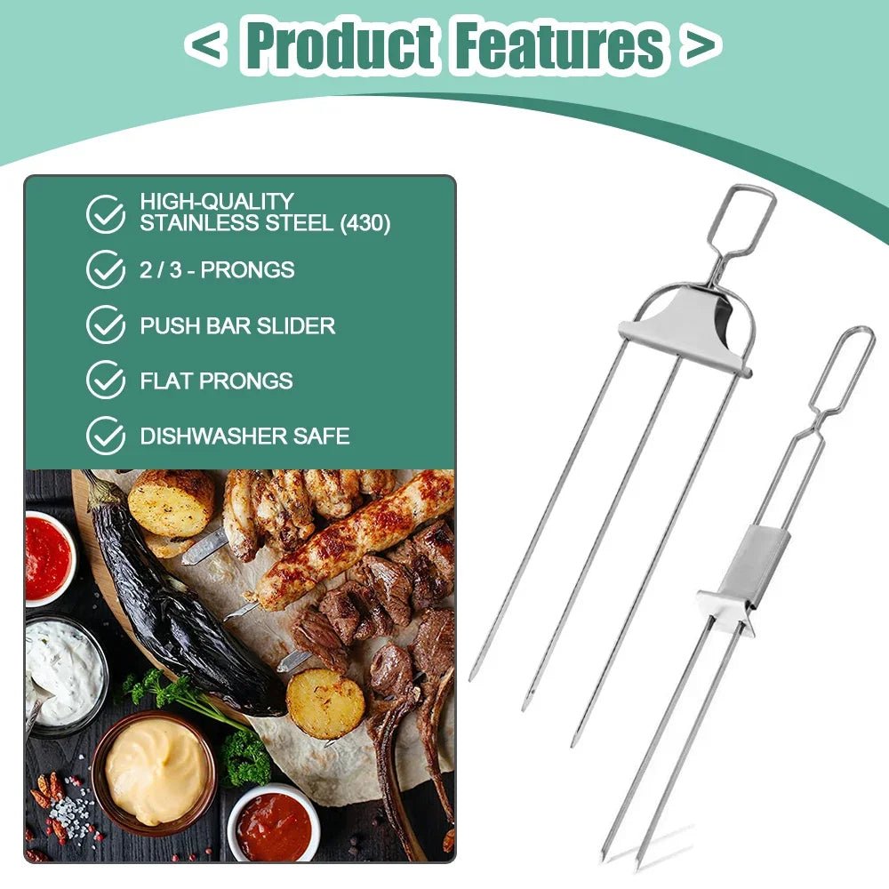 3 Way Stainless Steel BBQ Grill Skewers - Xnest