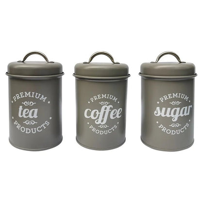 Farmhouse Design Tea Coffee Sugar Metal Container Set - Xnest