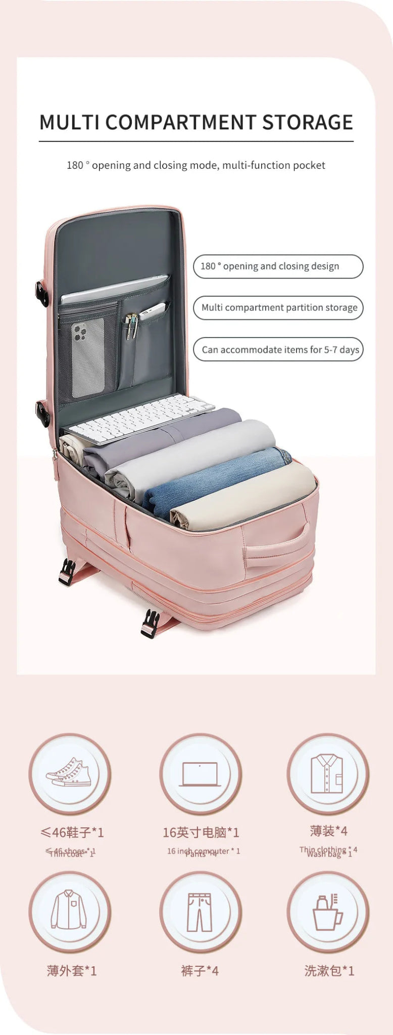 35L Travel Backpack Women Laptop Business Backpacks Multifunctional USB Charging with Shoes Pocket - Xnest
