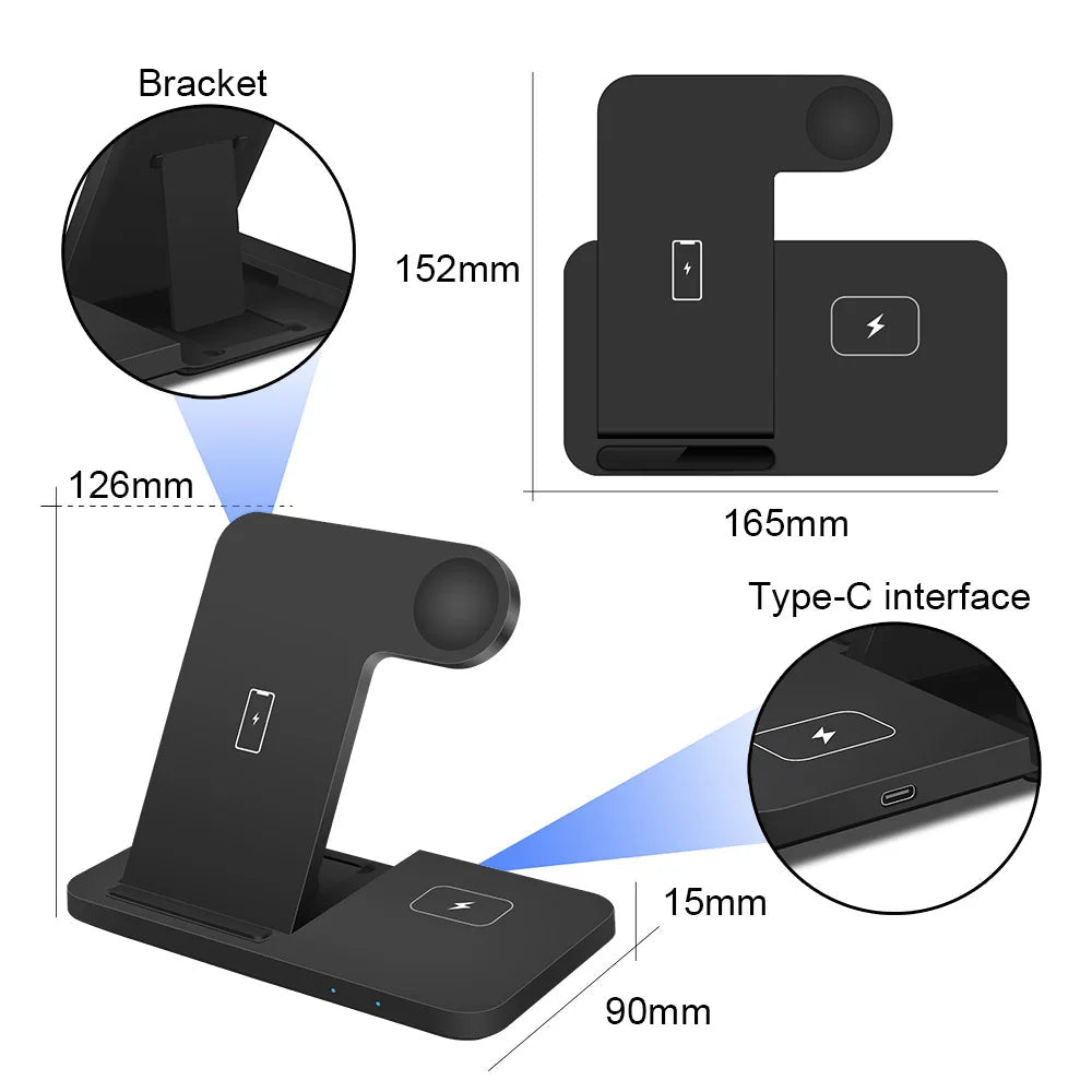 3 in 1 15W Fast Wireless Charging Dock Station for Iphones, Airpods and Apple Watch - Xnest