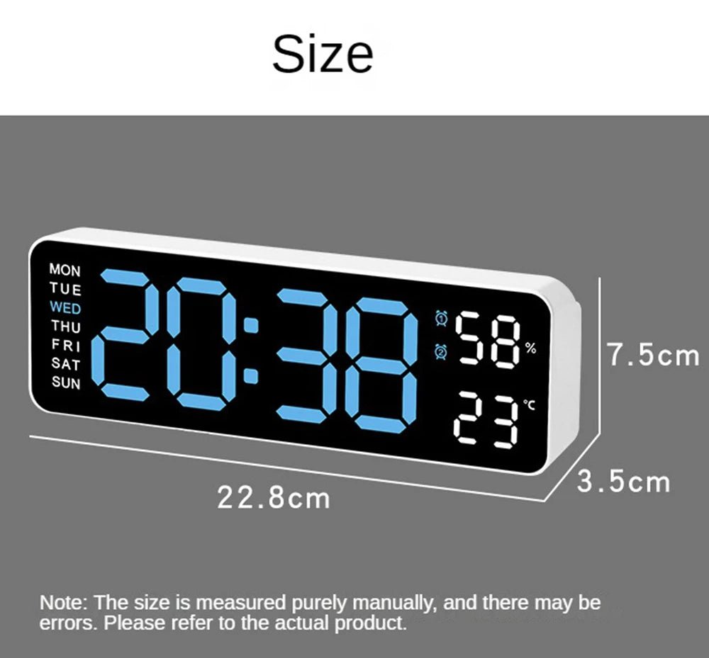 Large Digital Wall Clock with Temperature and Humidity Display - Xnest