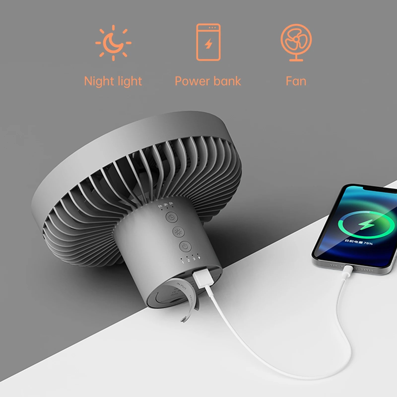 10000mAh Rechargeable Portable Camping Fan with LED Lighting - Xnest
