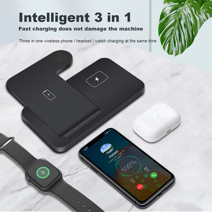 3 in 1 15W Fast Wireless Charging Dock Station for Iphones, Airpods and Apple Watch - Xnest