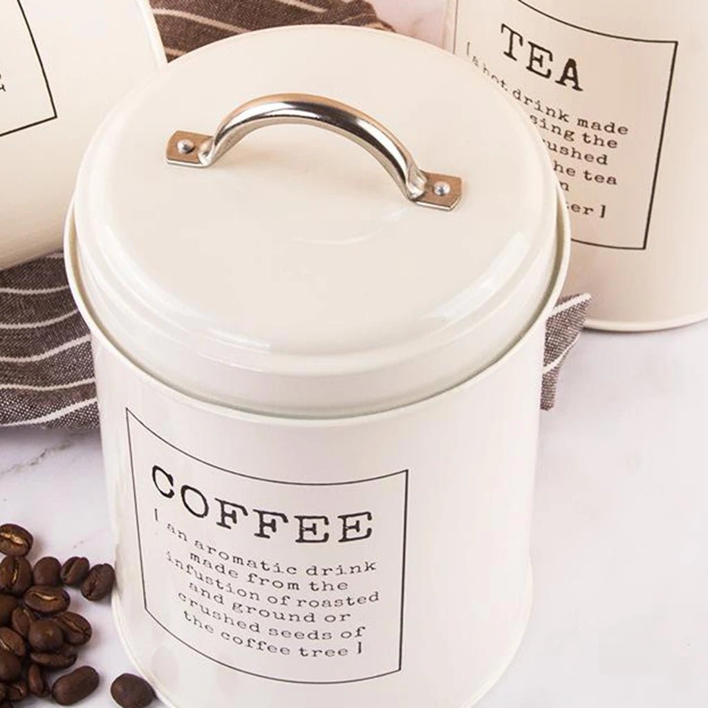 Farmhouse Design Tea Coffee Sugar Metal Container Set - Xnest