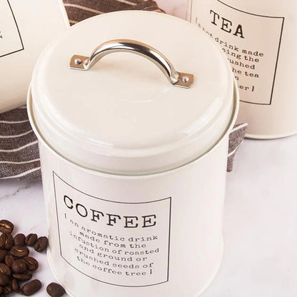 Farmhouse Design Tea Coffee Sugar Metal Container Set - Xnest
