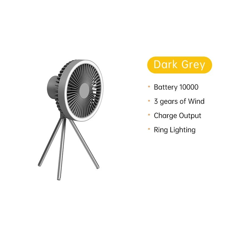 10000mAh Rechargeable Portable Camping Fan with LED Lighting - Xnest