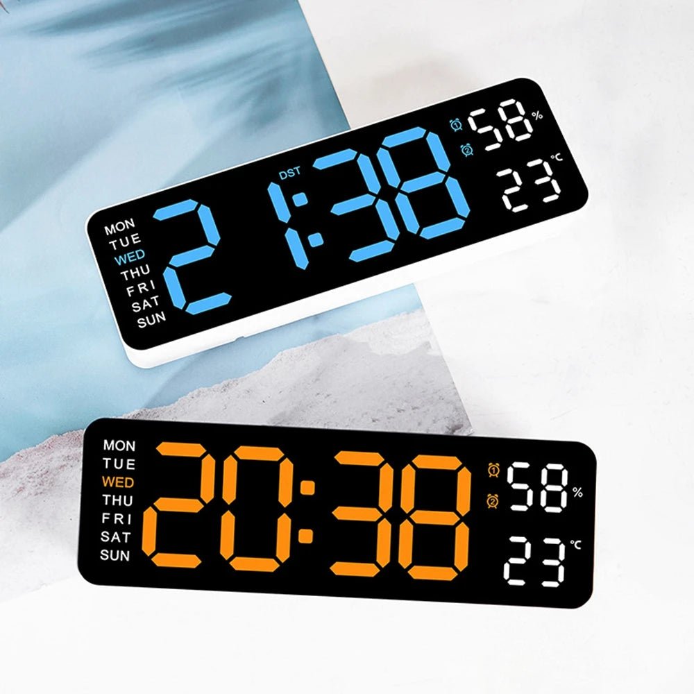 Large Digital Wall Clock with Temperature and Humidity Display - Xnest