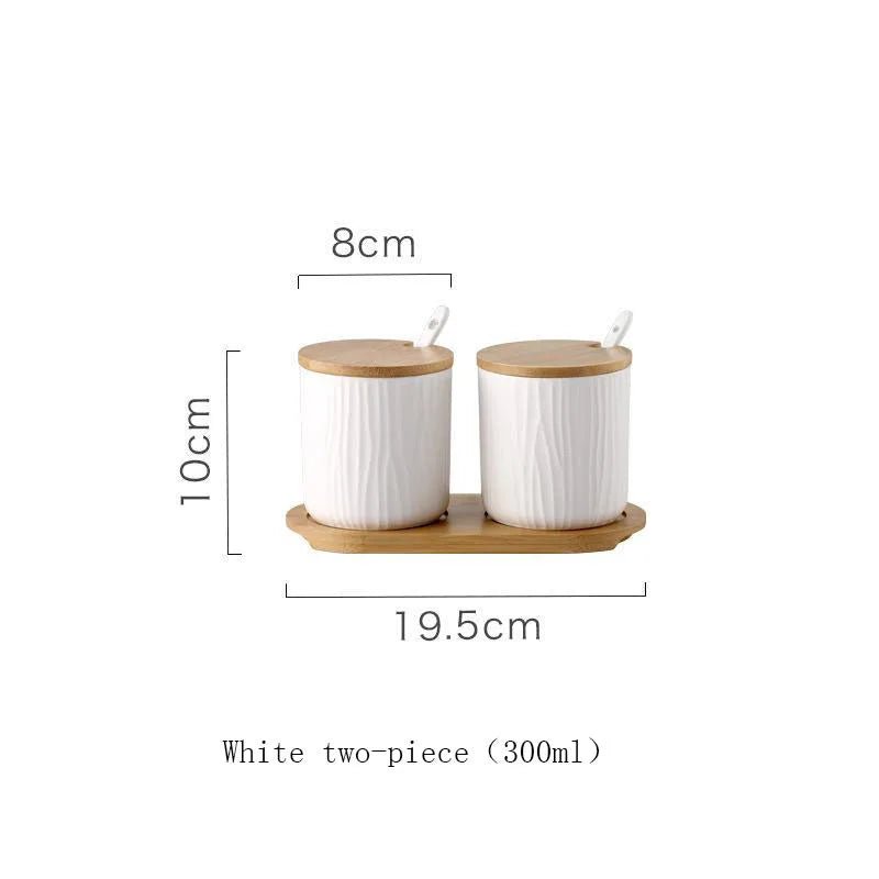 Nordic Ceramic Seasoning Jar with Lid and Spoon - Xnest