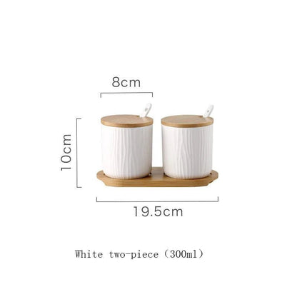 Nordic Ceramic Seasoning Jar with Lid and Spoon - Xnest