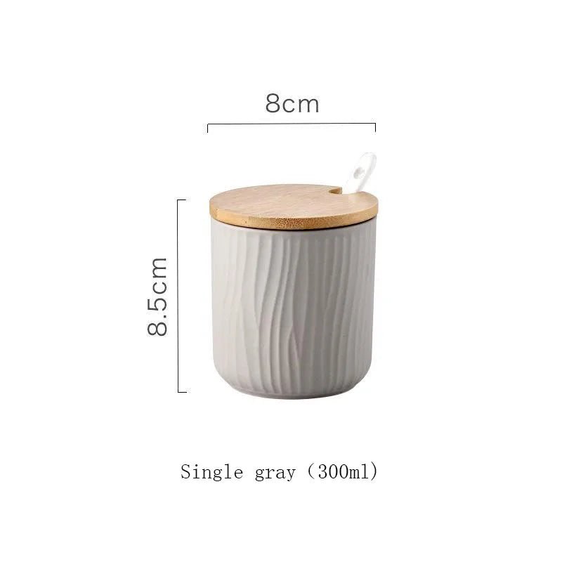Nordic Ceramic Seasoning Jar with Lid and Spoon - Xnest