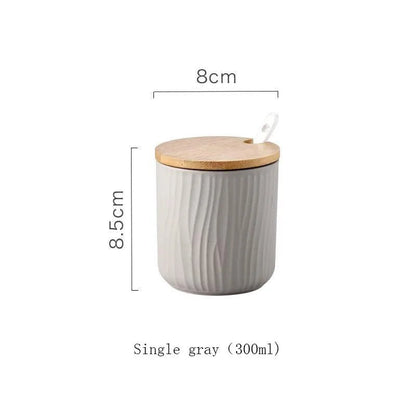 Nordic Ceramic Seasoning Jar with Lid and Spoon - Xnest